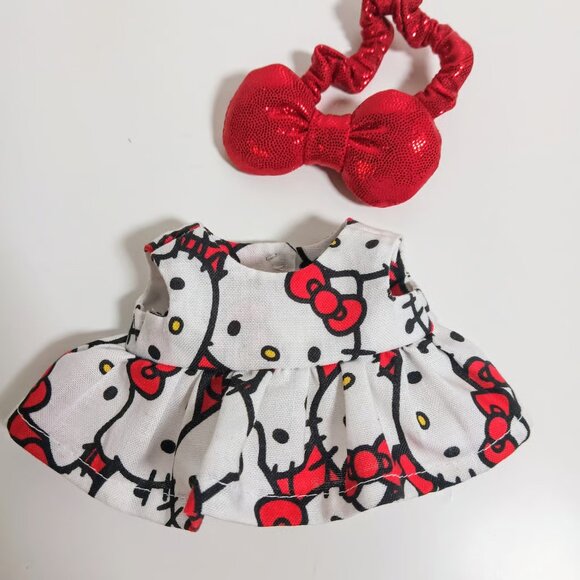 Hello Kitty Dress and Metallic Bow Made to fit Labubu Outfit - Picture 5 of 7